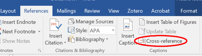 The Cross-reference button