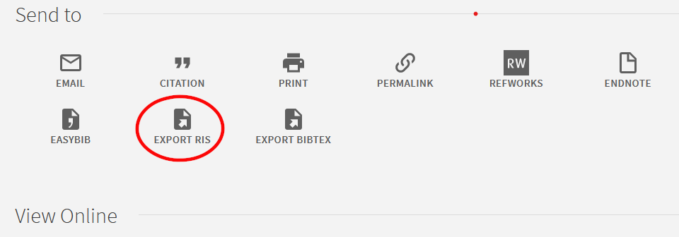 Choosing to export as a .ris file